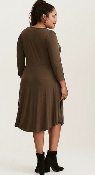 NWT Torrid Olive Knit Button Front Shirt Dress - Picture 3 of 3